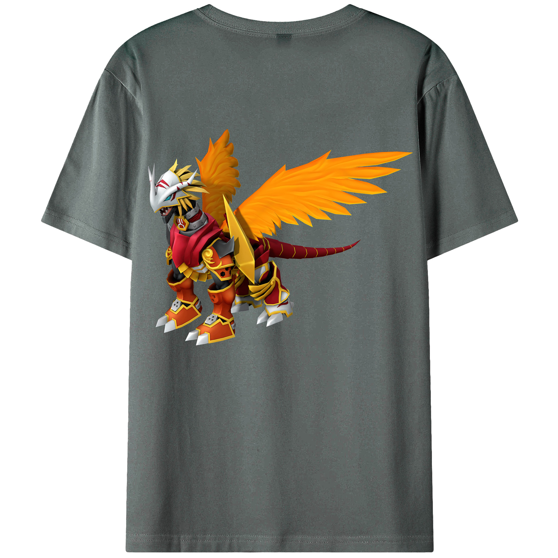 （画像用） Digimon デジタルモンスター/デジモン 綿100％ メンズ半袖Tシャツ（バックプリント） 通気性